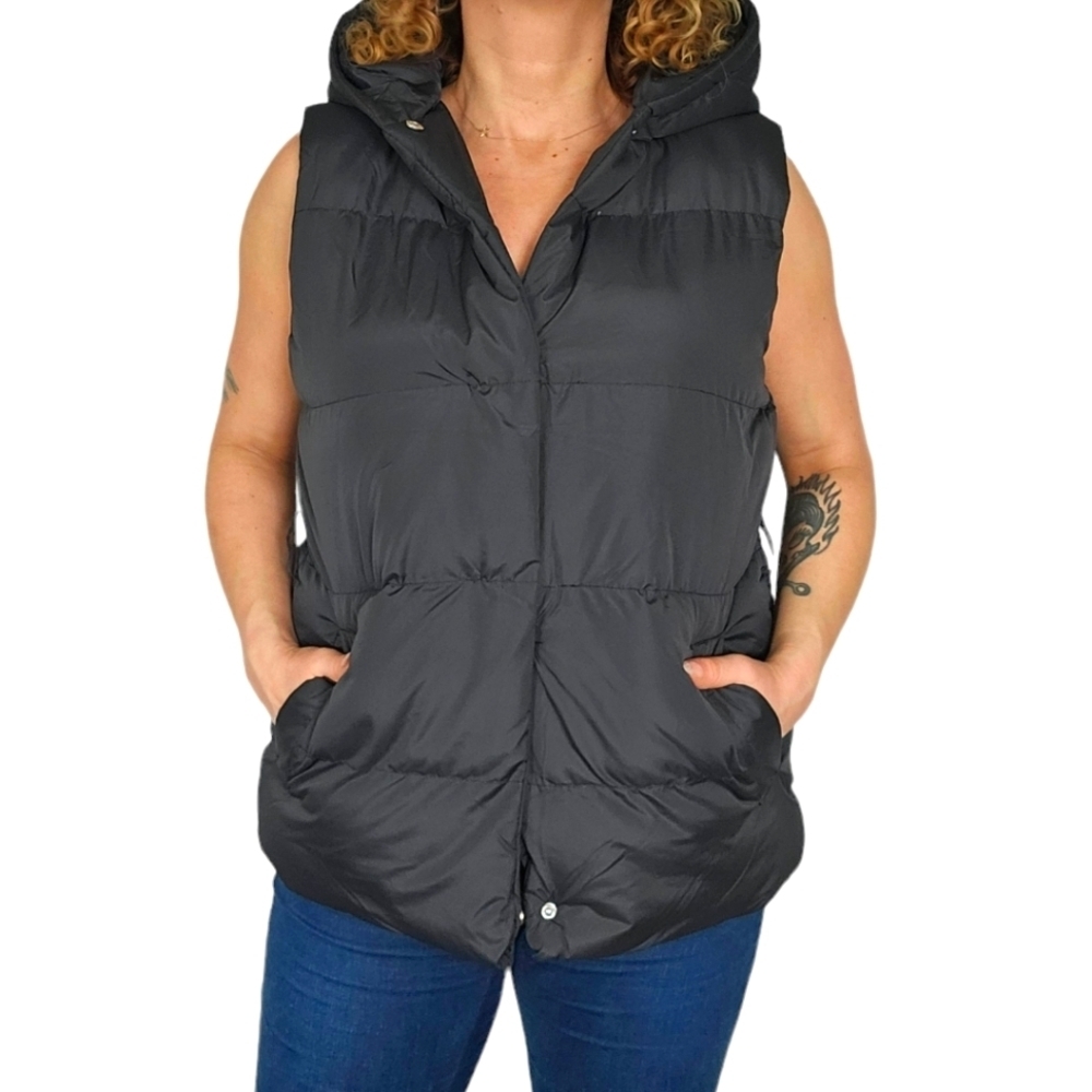 *NWT Brave Soul Hooded Puffed Zip Vest Size 10 Black